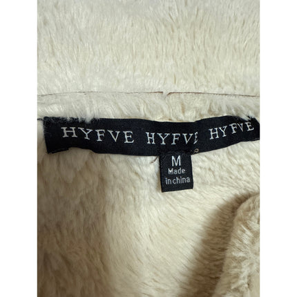 HYFVE Brown Suede Leather Faux Shearling Open Front Trench Overcoat Jacket Sz M