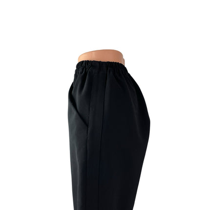 Harvey Faircloth Black High Rise Elastic Waist Straight Trousers Dress Pants M