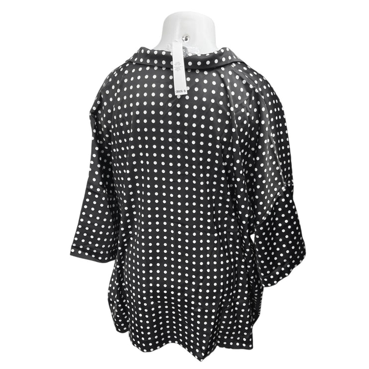 NEW ASOS Curve Black White Polka Dots Half Sleeve Button Down Shirt Top Size 22