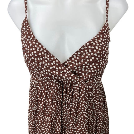 Motherhood Maternity Brown White Sleeveless Polka Dot Cami Mini Dress Size L