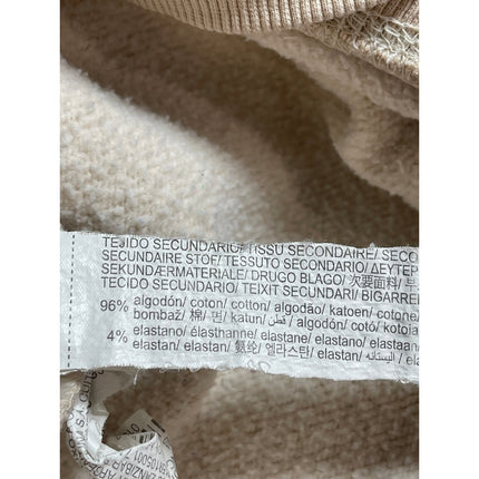 Zara Women's Beige Fleece Long Sleeve Loose Hoodie Hooded Sweatshirt Top Size S