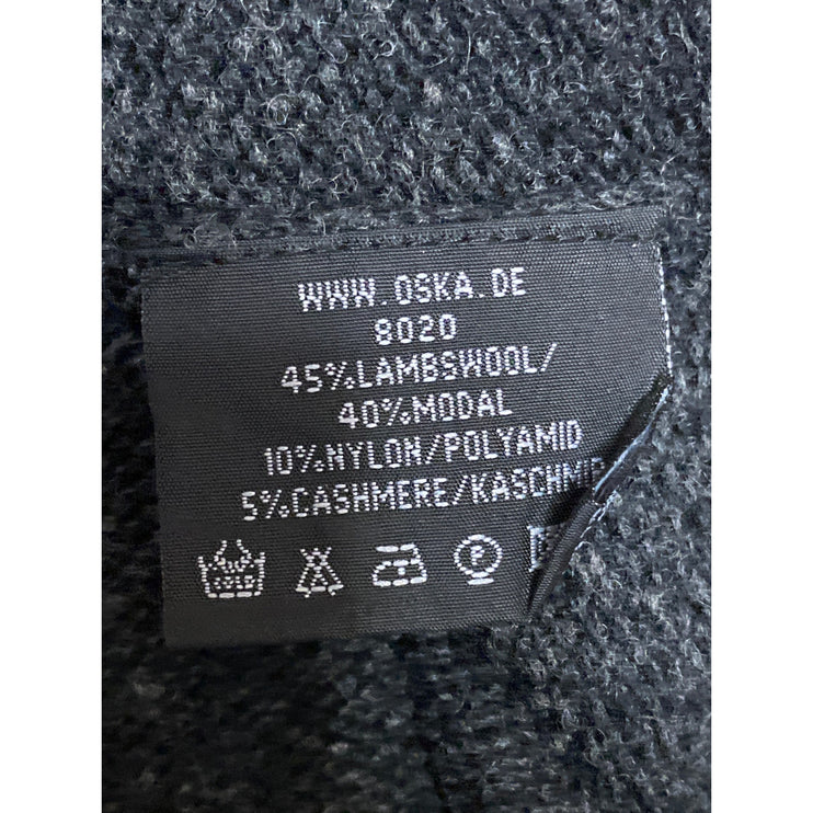 Oska Gray Lambwool Cashmere Shawl Collar Long Sleeve Wrap Cardigan Sweater Top M