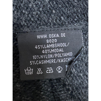 Oska Gray Lambwool Cashmere Shawl Collar Long Sleeve Wrap Cardigan Sweater Top M