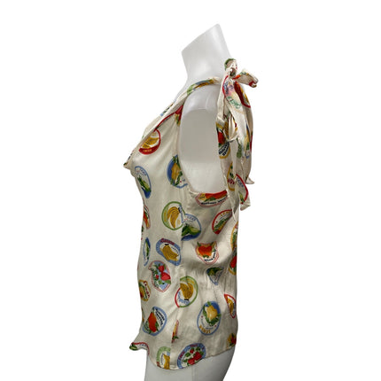 ASTR The Label Allexina Multicolor Ivory Fruit Cocktail Cowl Neck Tank Top Sz M