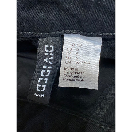 H&M Women's Black High Waisted Wide Leg Baggy Y2k Relaxed Denim Jeans Size 6