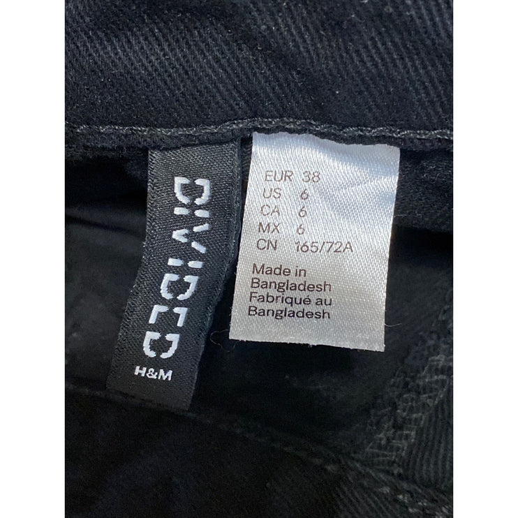 H&M Women's Black High Waisted Wide Leg Baggy Y2k Relaxed Denim Jeans Size 6