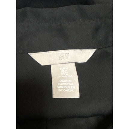H&M Womens Black Collared Long Sleeve Formal Work Button Down Shirt Blouse Top M