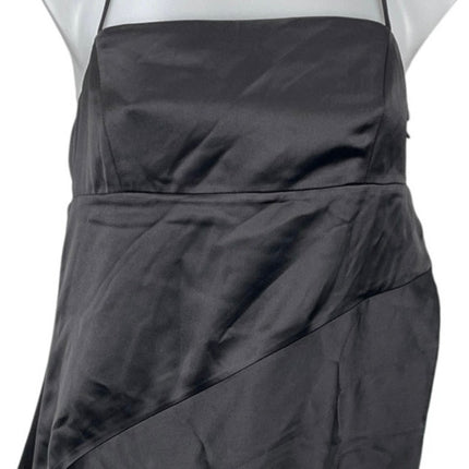 H&M X Lorena Saravia Black Satin Asymmetric Halter Sleeveless Cami Tank Top Sz S