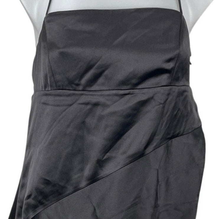 H&M X Lorena Saravia Black Satin Asymmetric Halter Sleeveless Cami Tank Top Sz S
