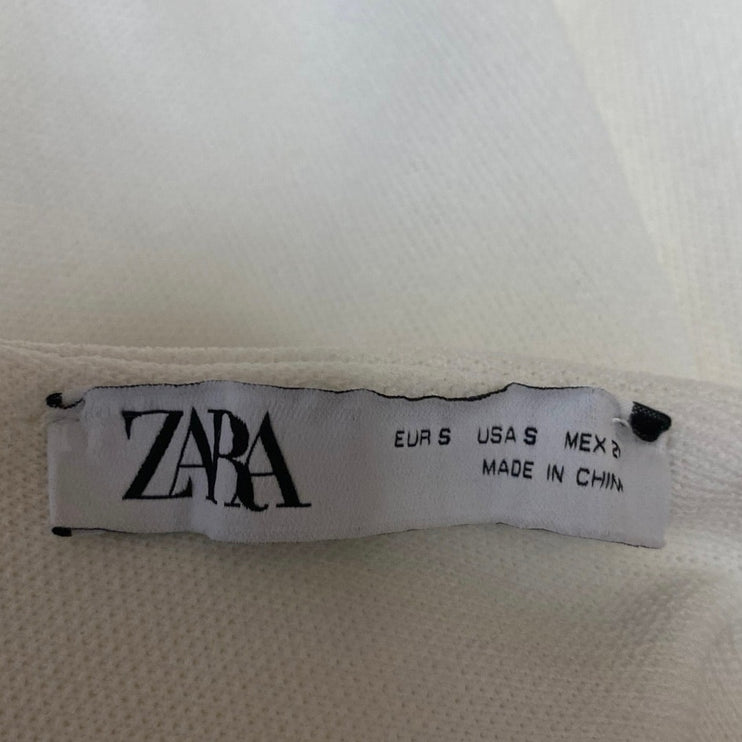 Zara Women's White High Waisted Back Zip Knit Pencil Mini Slip Skirt Size S