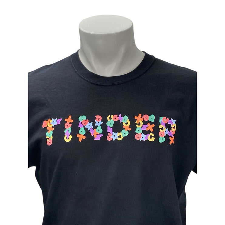 Tinder Mate Men's Black Crewneck Short Sleeve Graphic Print Tee T-shirt Top Sz L