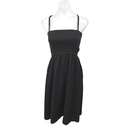Aritzia Wilfred Women's Black Smocked Sleeveless Cami A Line Mini Dress Size S