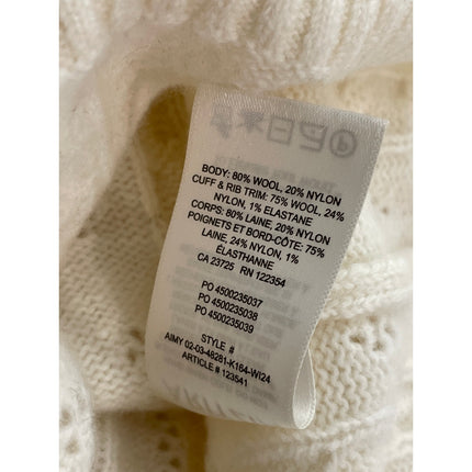 Aritzia Sunday Best Wool Cream Cable Knit Boat Neck Long Sleeve Sweater Top Sz S