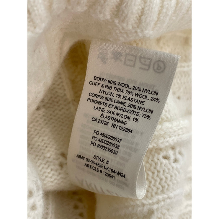 Aritzia Sunday Best Wool Cream Cable Knit Boat Neck Long Sleeve Sweater Top Sz S