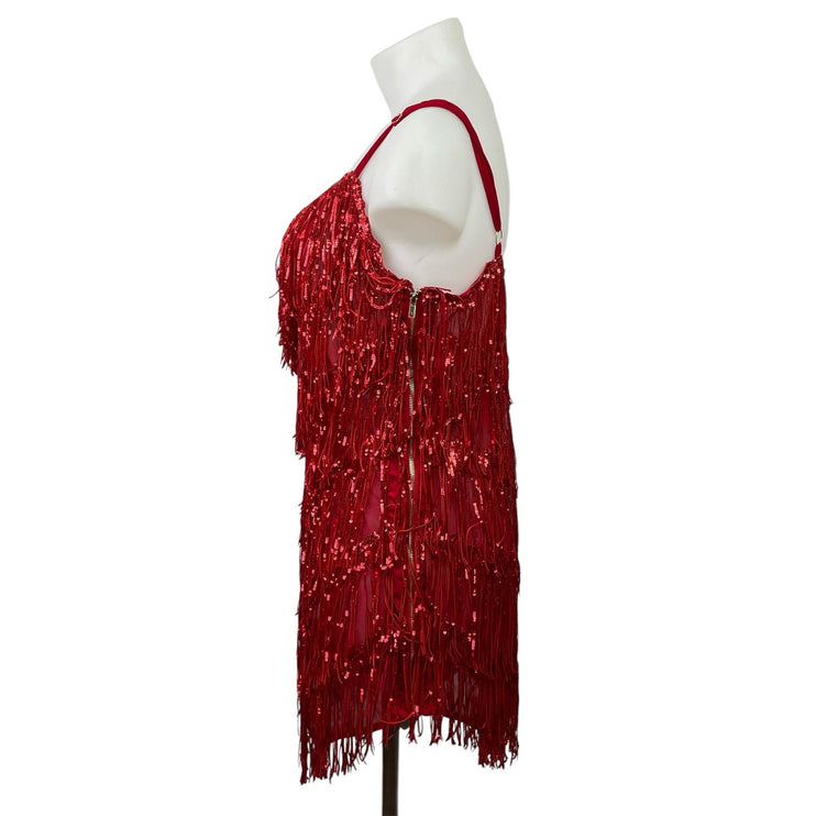 Fashion Nova After Party Red Sleeveless Cami Camisole Sequin Mini Dress Size 2X