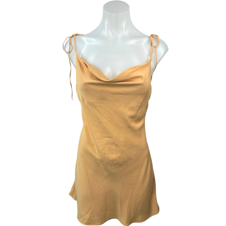 Abercrombie & Fitch Yellow Silk Satin Sleeveless Cowl Neck Slip Mini Dress Sz S