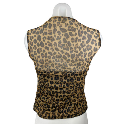 Abercrombie & Fitch Brown Leopard Print Sleeveless Crop Tank Blouse Top Size M
