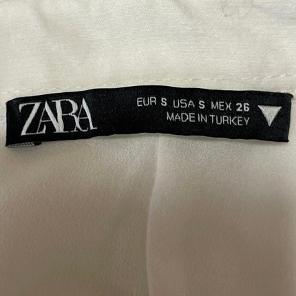 Zara Ivory White Stretch Linen Short Sleeves Tie Front Mini Bodycon Dress Size S