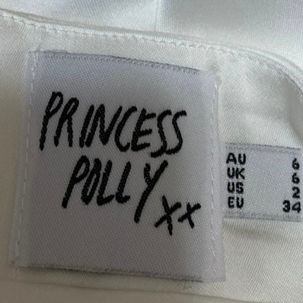 Princess Polly Women's White Slit High Waisted Silk Satin Mini Slip Skirt Size 2