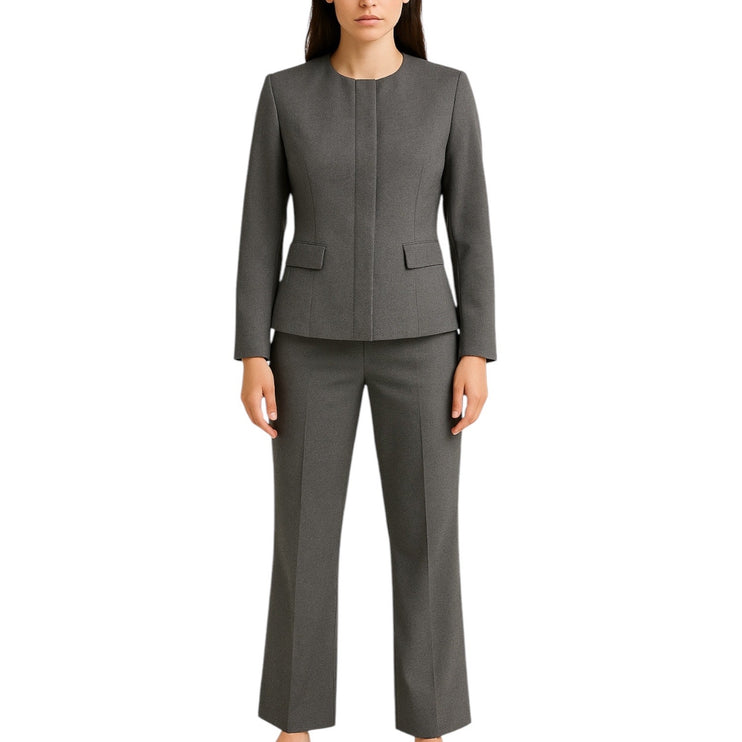 Ann Taylor Women's Gray Button Down Blazer & Trousers Pants 2Pc Suit Set Sz 0/2