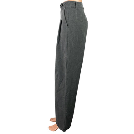 Disturbia Gray Herrongbone Pleated High Waist Wide Leg Trousers Dress Pants Sz 2