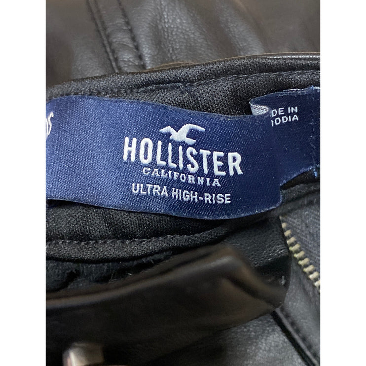 Hollister Women's Black Faux Vegan Leather Ultra High Rise Cuffed Mom Shorts XS