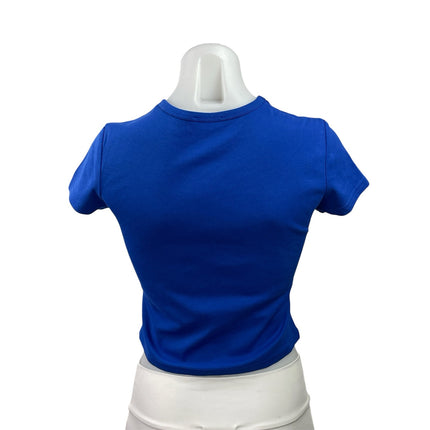 Edikted Do Not Disturb Blue Short Sleeve Graphic Cropped Baby Tee T-shirt Top M