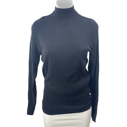 Zara Women's Black Ribbed Knit Turtleneck Long Sleeve Cozy Sweater Top Size M