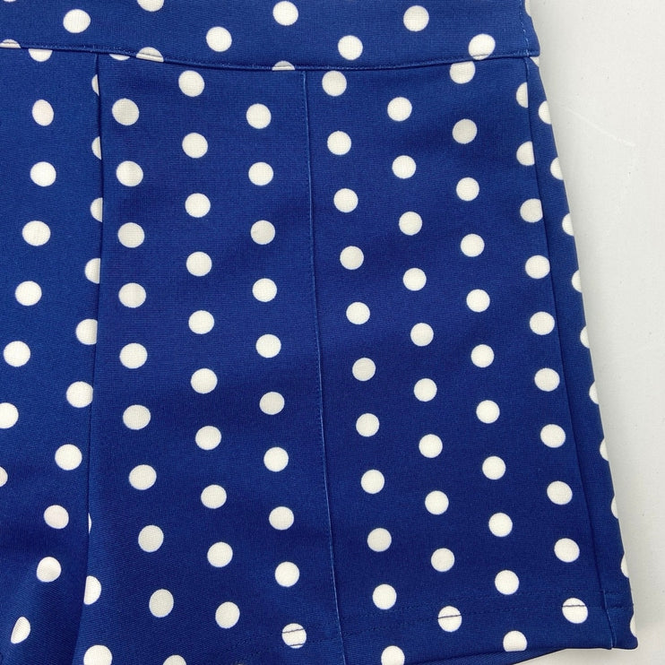 Forever 21 Blue Polka Dots High Rise Back Zipper Stretch Casual Walk Shorts Sz S