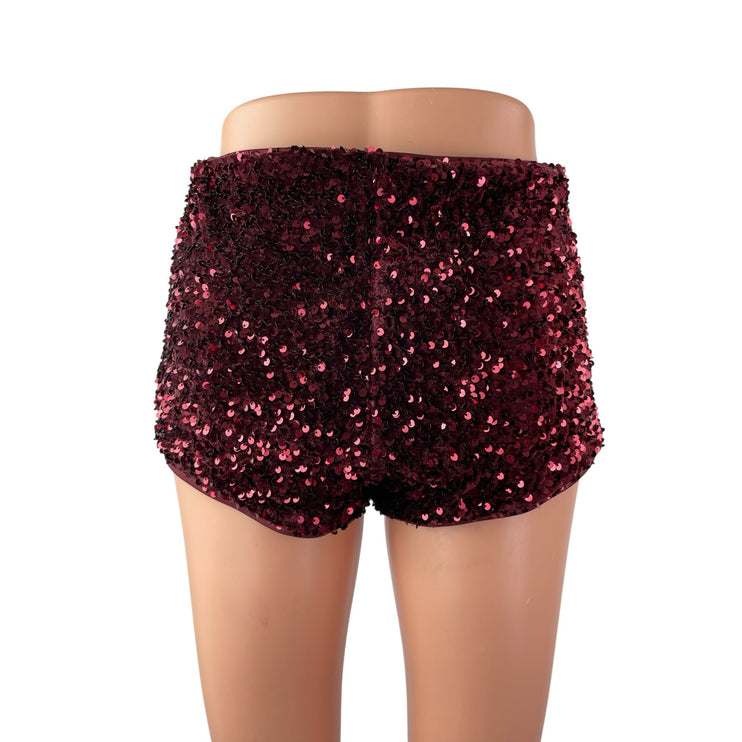 Wild Fable Women's Red Velvet Sequin High Rise Micro Sexy Party Bodycon Shorts S