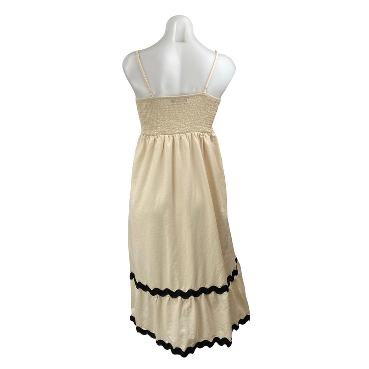 Zesica Women's Cream Sleeveless Summer Maxi Sundress Tank Flare A-Line Dress S