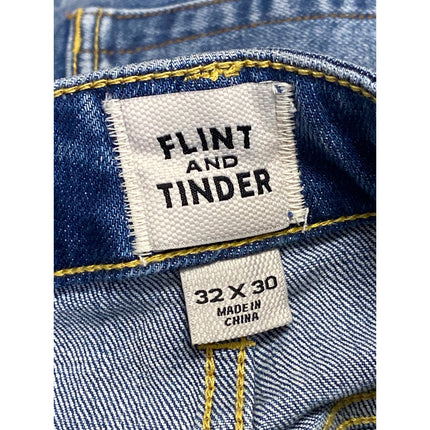 Flint and Tinder Men's Blue Faded High Rise Straight Skinny Denim Jeans Pants 32