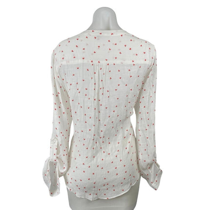 Zac & Rachel Heart V Neck Long Sleeve Button Down Tunic Peasant Blouse Top Sz XL
