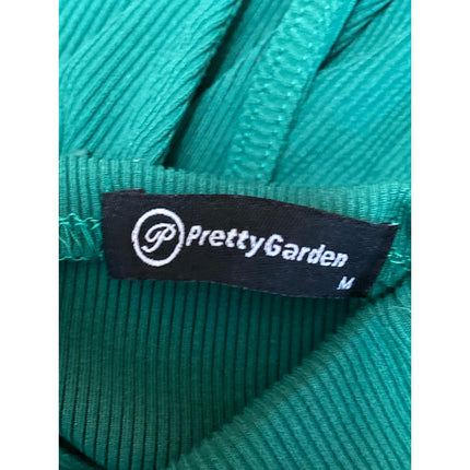 Pretty Garden Green Mock Neck Sleeveless Wide Leg One Piece Romper Jumpsuit Sz M