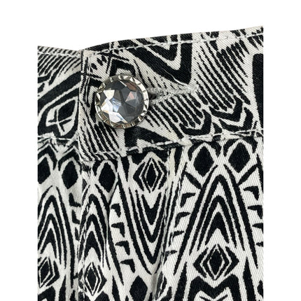 Gogo Jeans Black Tribal Print High Waist Slim Straight Trouser Dress Pants Sz 9