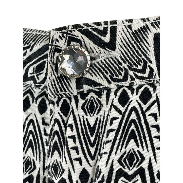 Gogo Jeans Black Tribal Print High Waist Slim Straight Trouser Dress Pants Sz 9