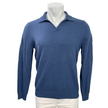 Reiss Men's Blue Long Sleeve Collared Polo Knit Sweatshirt Sweater Top Size M