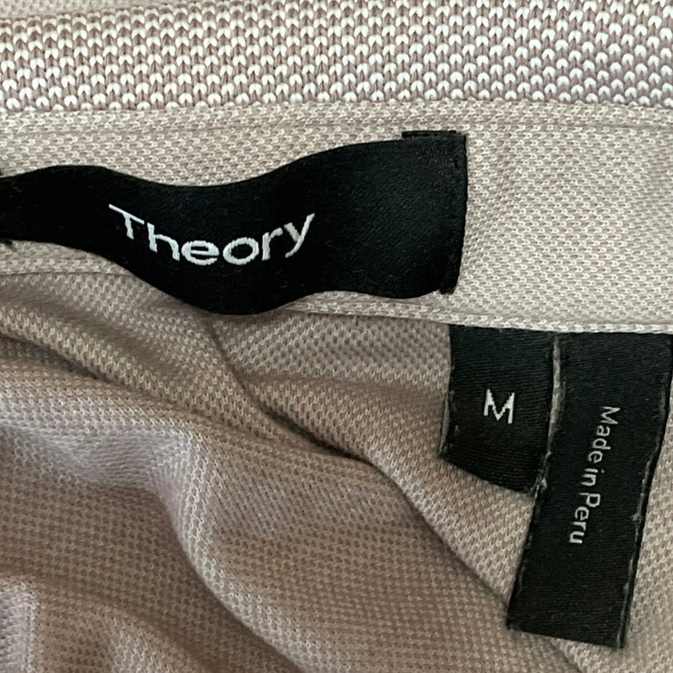 Theory Mens Gray Short Sleeve Golf Tennis Casual Collared Polo Shirt Top Size M
