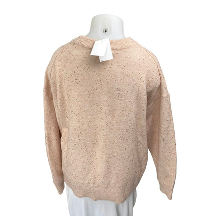 NEW H&M Women's Pink Metallic Sequin Long Sleeve Crew Neck Sweater Top Size XXL