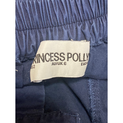 Princess Polly Women's Blue High Rise Baggy Wide Leg Cargo Trousers Pants Size 2