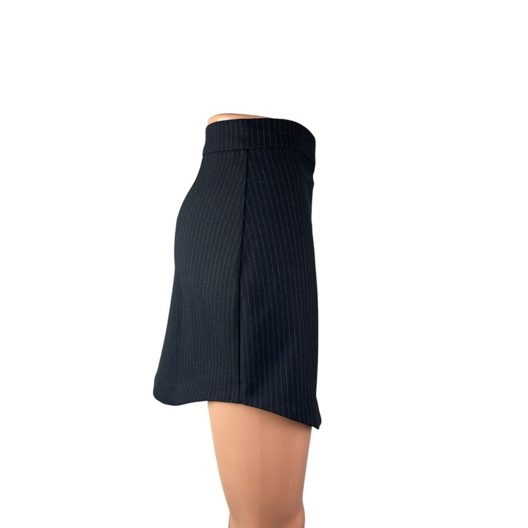Zara Women's Black Striped High Rise Slim Business Mini Straight Pencil Skirt XS