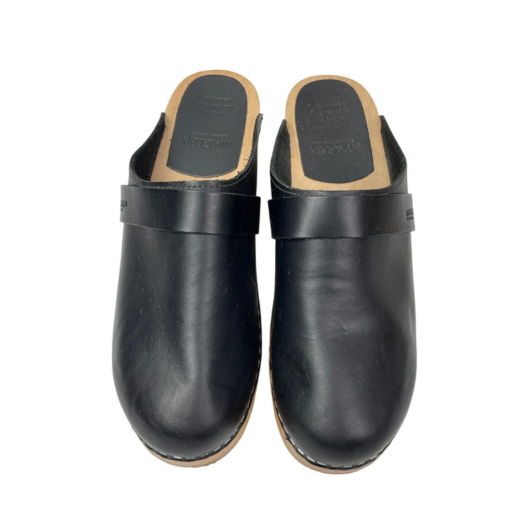 Maguba Berkeley Women's Black Leather Round Slip On Clogs Mules Shoes Size 10