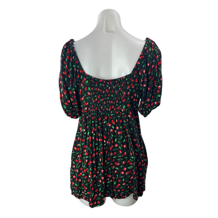 Miss Selfridge Black Cherry Short Puff Sleeve Sweetheart Babydoll Mini Dress 6