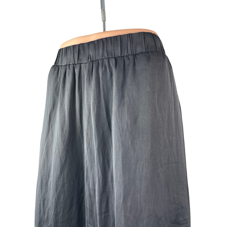 Ann Taylor LOFT Women's Black High Waisted Pleated A Line Midi Skirt Size M