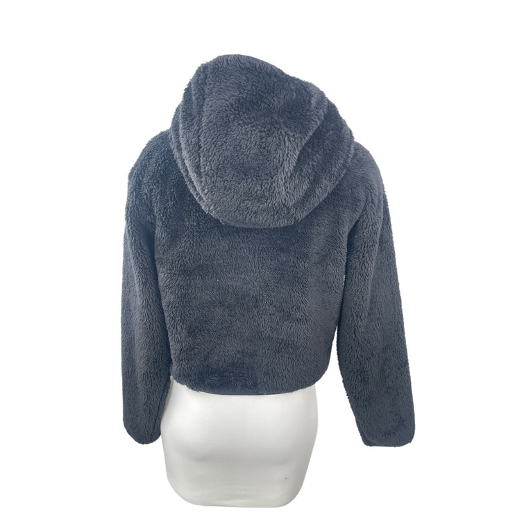 Aritzia Sunday Best Womens Black Faux Fur Long Sleeve Teddy Hooded Coat Jacket S