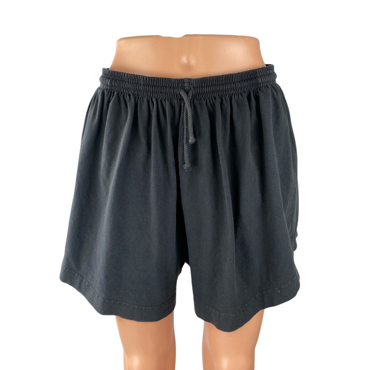 Everybody World Black High Rise Gym Athletic Activewear Paperbag Sweat Shorts M