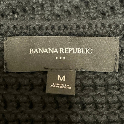 Banana Republic Womens Black Sleeveless Open Knit Crochet Coverup Tank Top Sz M