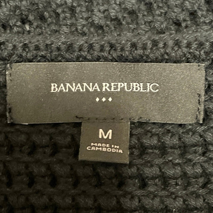 Banana Republic Womens Black Sleeveless Open Knit Crochet Coverup Tank Top Sz M