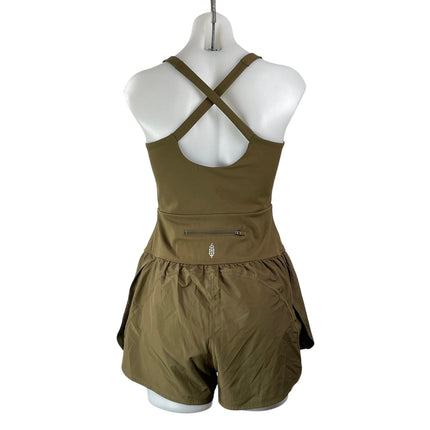 FP Movement Righteous Runsie Olive Green Cutout Athletic Jumpsuit Romper Size M