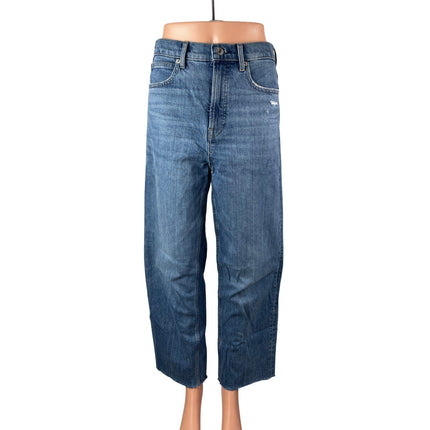 Everlane The Way High Women's Blue Distressed Wide Leg Baggy Denim Jeans Size 27